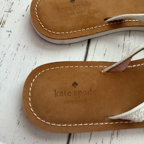 Kate Spade Icarda Glitter Bow Thong Sandals Size 10 White - Picture 7 of 9